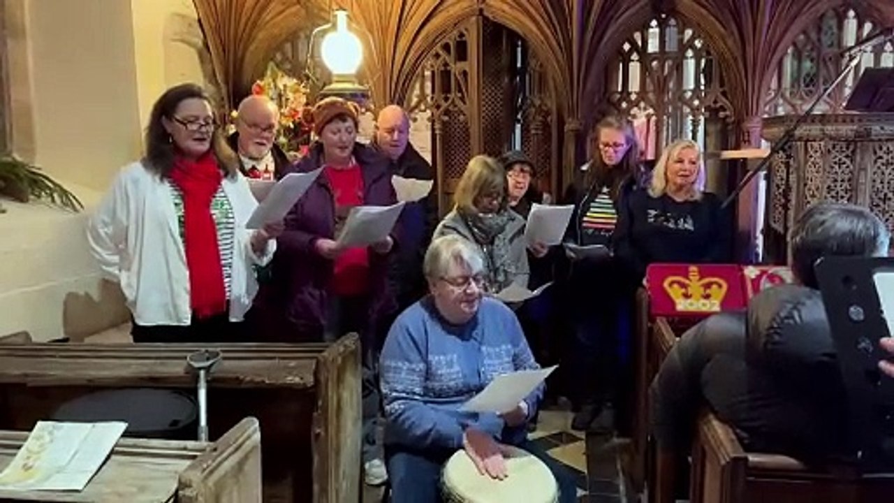 The Sunshine Singers performing the Little Drummer Boy at Coldridge Nativity (Alan Quick, Crediton Courier)