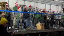 Crediton Town Band performing Joyful All Ye Nations at Carols in the Square (Alan Quick, Crediton Courier)