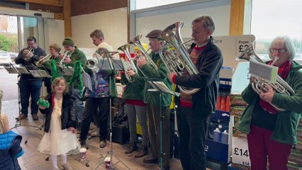 Jingle Bells by Crediton Town Band at Tesco store (Alan Quick, Crediton Courier)