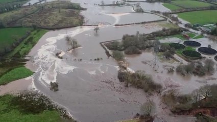 Aerial video shows collapsed Cheshire canal bank as flood devastates village