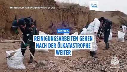 Krim: Reinigungsarbeiten gehen nach der Ölkatastrophe weiter