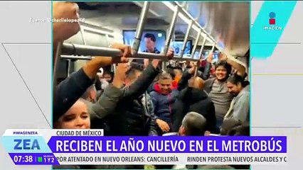 VIDEO: Usuarios del Metrobús reciben el año nuevo en el transporte