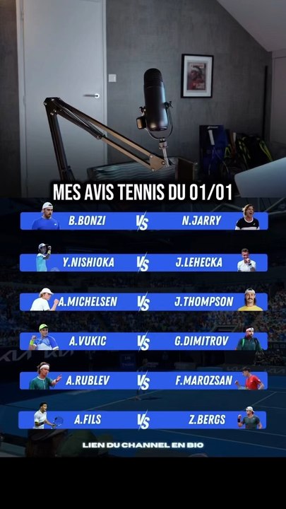 Mes avis tennis pour la journée du 01/01 🎾