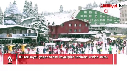 Uludağ’da kayak yaparken düşen kayakçılar kameralara yakalandı