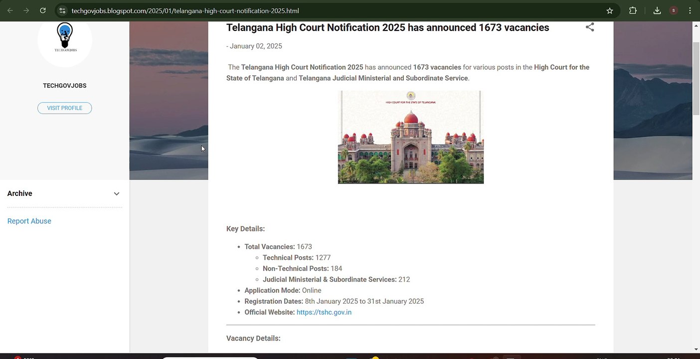 Telangana High Court Notification 2025 - 1673 Vacancies Announced | Apply Online Now