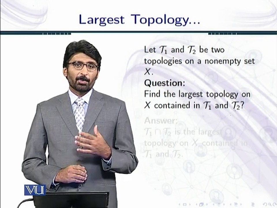 Lecture 60  Largest Topology Contained in Topologies in Urdu