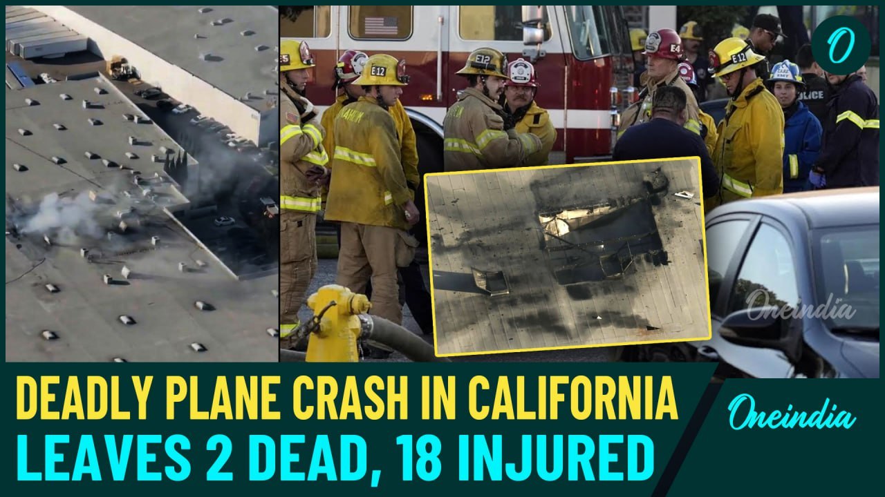 California Plane Crash: 2 Killed As Plane Crashes Into Roof of Huge Building | Shocking Video