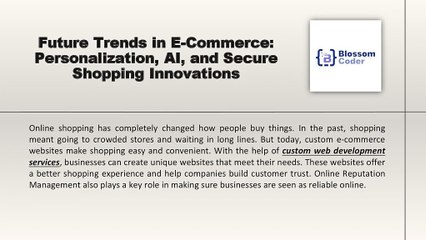 Future Trends in E-Commerce: Personalization, AI, and Secure Shopping Innovations