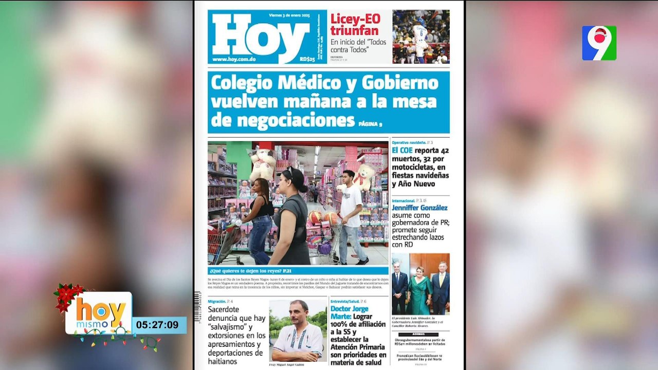 Titulares prensa dominicana viernes 03 de enero 2025 | Hoy Mismo