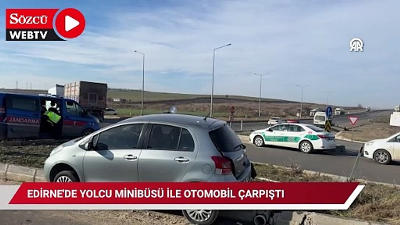 Edirne'de yolcu minibüsü ile otomobil çarpıştı