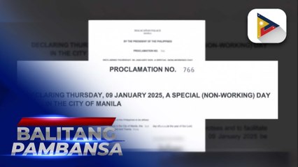 Jan. 9, idineklarang 'Special Non-Working Holiday' sa Maynila
