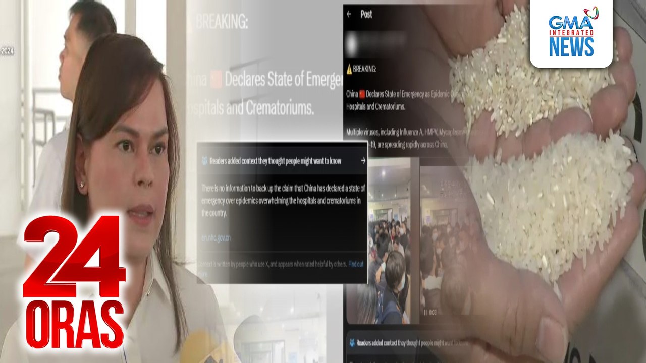 24 Oras: (Part 1) Bise presidente at mga dating pangulo, inalis ni PBBM bilang mga miyembro ng National Security Council; DOH sa post tungkol sa umano'y bagong epidemya sa China: It's fake news; Branding ng mga bigas tulad ng "premium" at..., atbp.