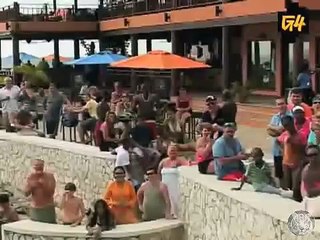 Olivia Munn cliff jumping in Jamaica - ass buster