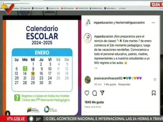 MPP para la Educación anuncia que el martes 7 de enero inicia el regreso a clases