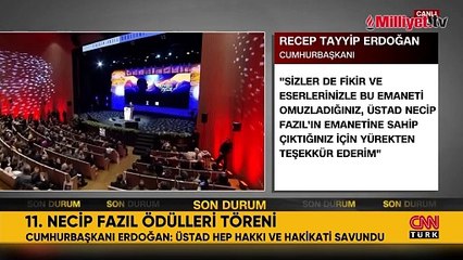 11'inci Necip Fazıl Ödülleri! Cumhurbaşkanı Erdoğan'dan önemli açıklamalar