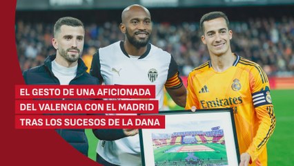 El gesto de una aficionada del Valencia con el Real Madrid tras la DANA