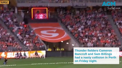 Thunder fielders collide.