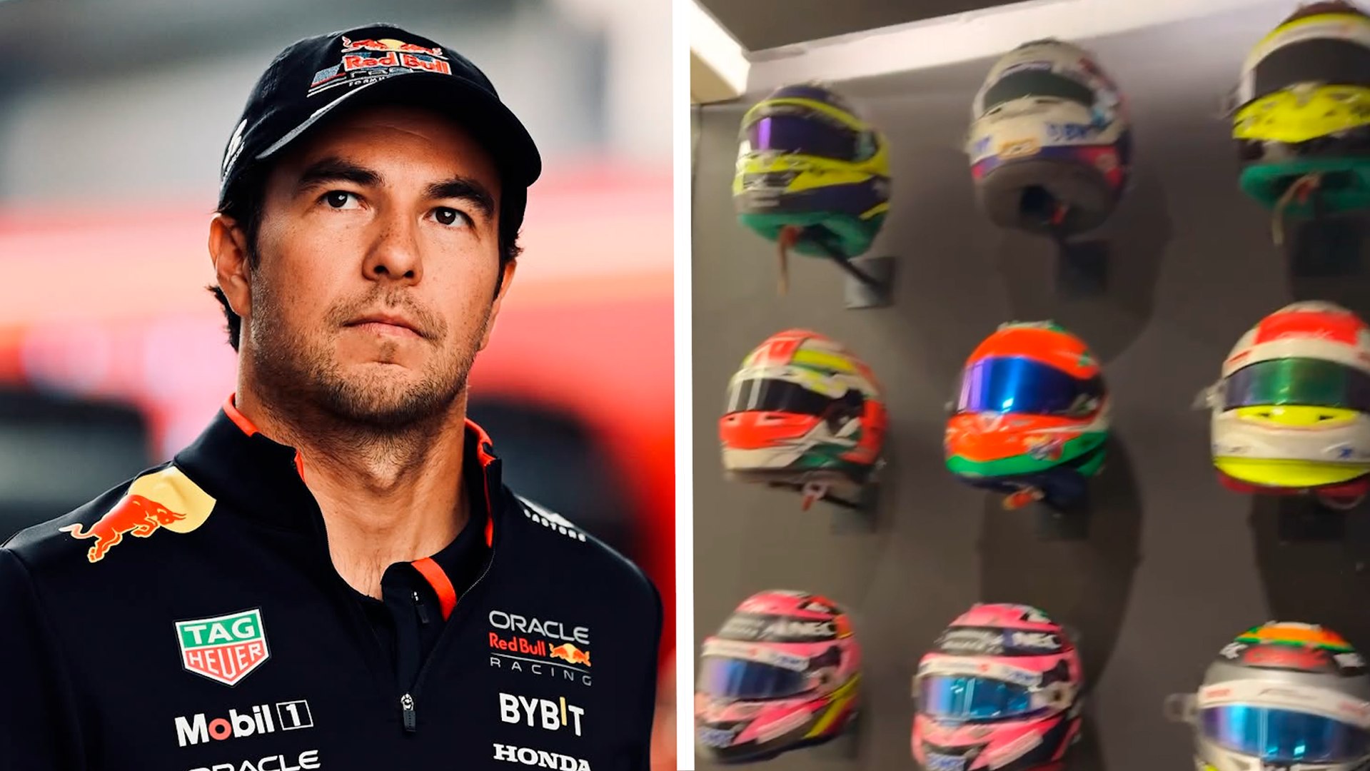 Checo Prez est de regreso en F1? Hermano del tapato presume los trofeos y cascos del expiloto de Red Bull