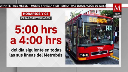 Estos serán los horarios especiales del transporte público por Día de Reyes