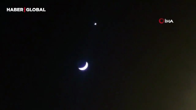 Van semalarında ay ve yıldız gökyüzünde buluştu, görsel şölen oluştu