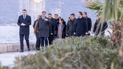 Başkan Tugay 'Kordon'  fırtına duvarı çalışmalarını inceledi