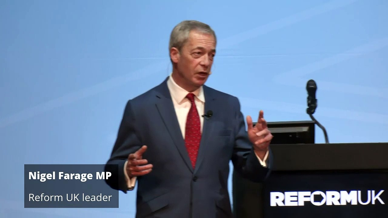 Nigel Farage speaks at Reform UK conference