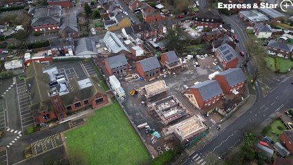 Aerial footage showing how the housing development on the former Little London School site, Willenhall is progressing.