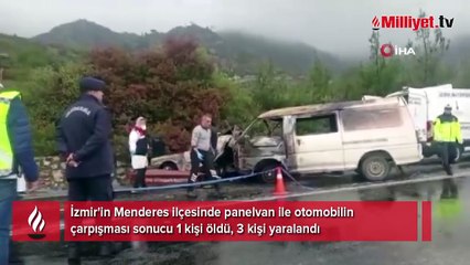 İzmir'de panelvanla çarpışan otomobil alev aldı!
