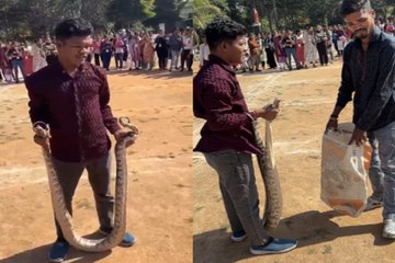 कन्या महाविद्यालय में गुस्सा 10 फिट लंबा अजगर