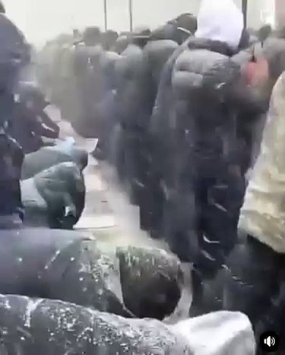 Muslim Pray in Snowfall