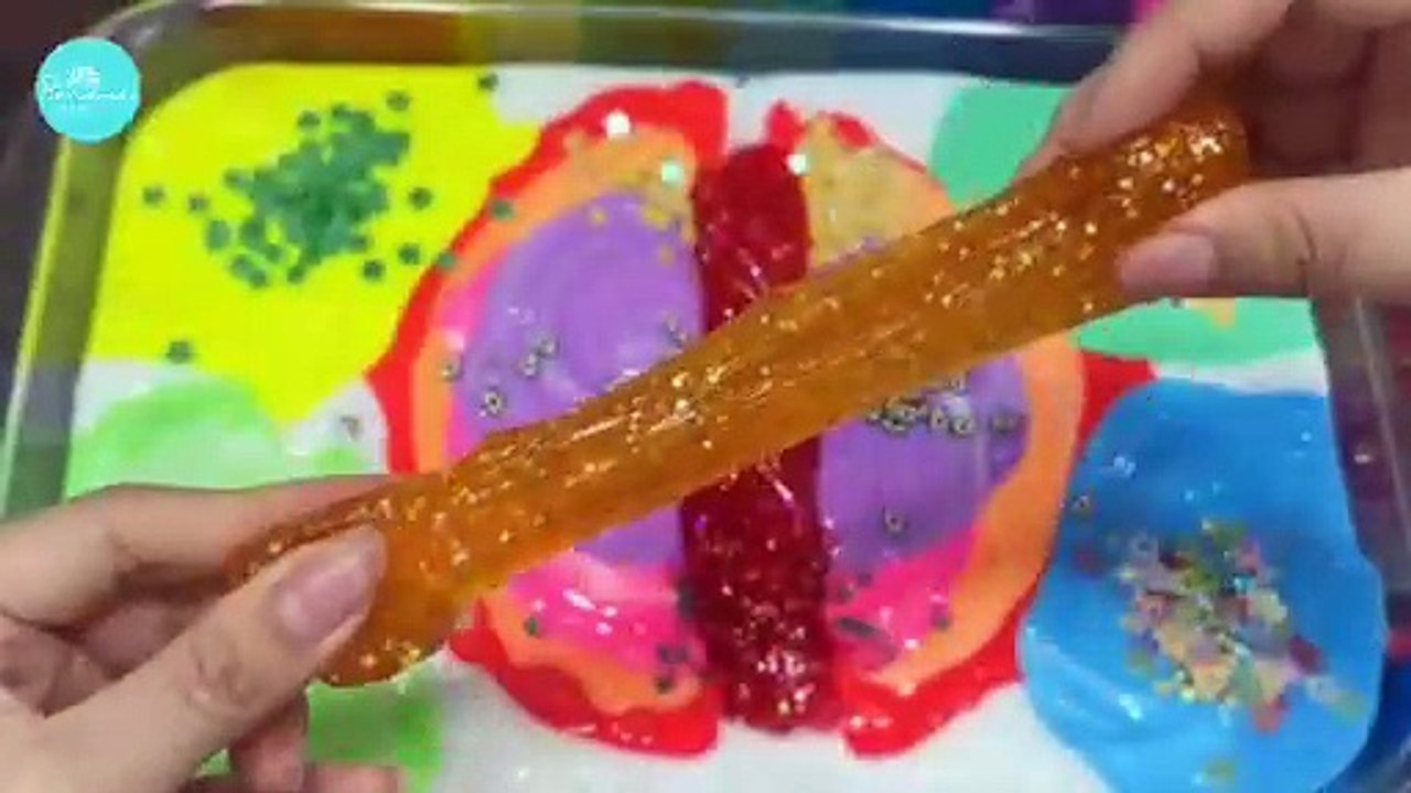 ✨DIY: Satisfying Rainbow🌈 👁️ eye Slime with Makeup &  glitter ✨