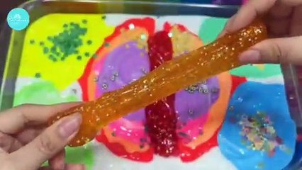 ✨DIY: Satisfying Rainbow🌈 👁️ eye Slime with Makeup &  glitter ✨