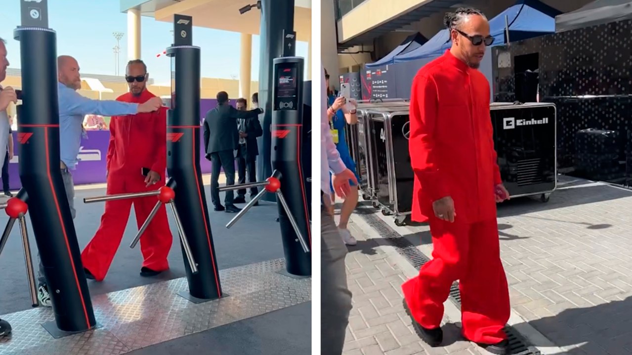 Lewis Hamilton sorprende con su atuendo totalmente rojo en su vuelta a la Formula 1