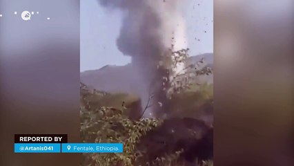 Several jets of gas, rocks and mud appear near the Fentale volcano, Ethiopia