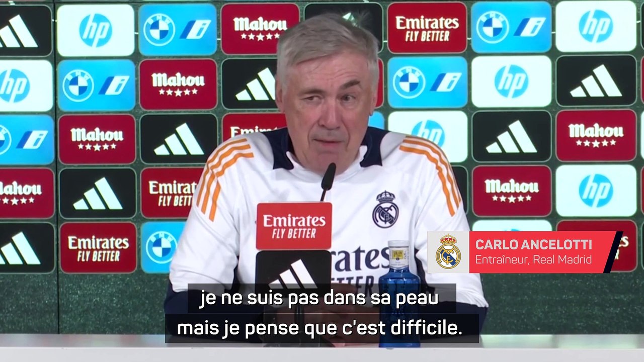 Ancelotti : "Je ne suis pas dans la peau de Vinicius, mais ça doit être difficile de supporter tout ça"