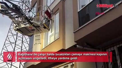 Evin kapısını açamayan arkadaşlara büyük şok!' Çamaşır makinesi yürümüş'