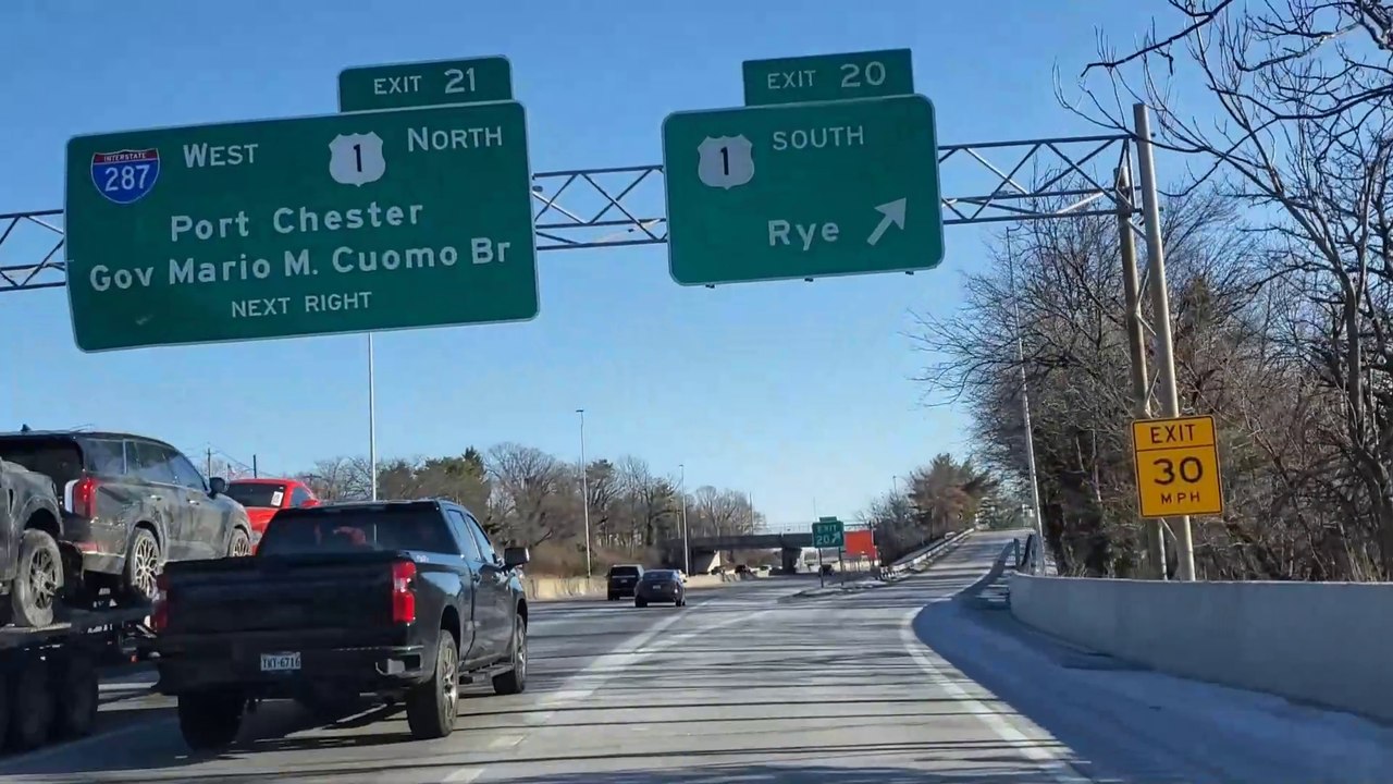 Exit 20 south to Rye/ Harrison/I-287 Cross Westchester expressway ...