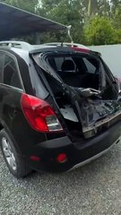 Peça de helicóptero que caiu com cinco pessoas em SC atingiu carro estacionado