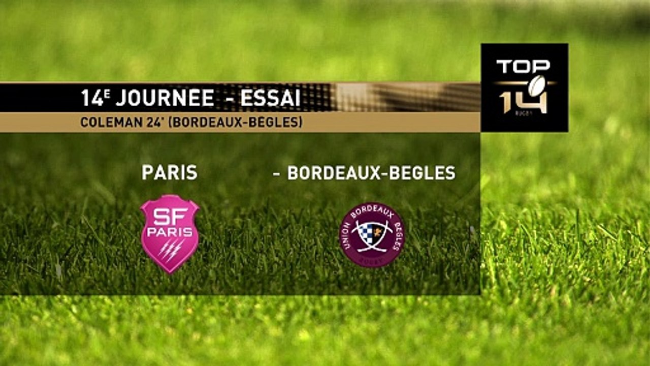 TOP 14 - Essai de Adam COLEMAN (UBB) - Stade Français Paris - Union Bordeaux-Bègles