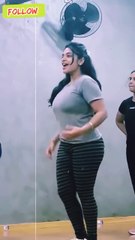 Girl dance in the room with girls