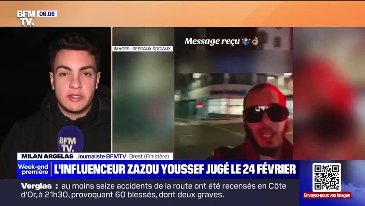 Sous OQTF depuis avril 2024, l'influenceur algérien Zazou Youcef, de son vrai nom Youcef Aziria, interpellé le vendredi à Brest a été incarcéré et sera jugé le 24 février prochain - Vidéo