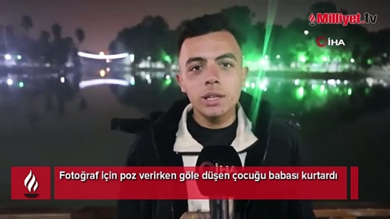 Fotoğraf için poz verirken göle düşen çocuğu babası kurtardı