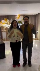 مي فاروق ومحمد العمروسي يحتفلان داخل منزلهما