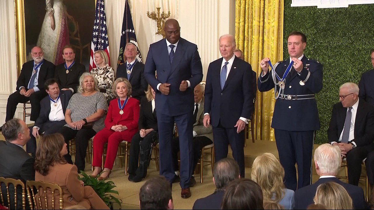Magic Johnson's joke to Joe Biden on receiving the Presidential Medal of Freedom
