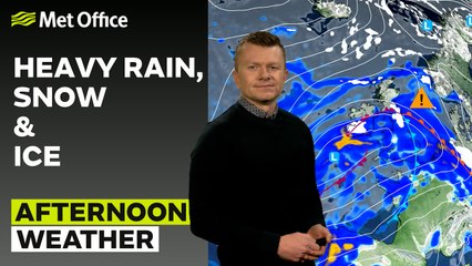 Met Office Sunday afternoon weather 05/01/2025 - Snow up north and rain to the south