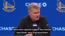 Warriors - Kerr se réjouit de la capacité de son équipe à gagner sans Curry