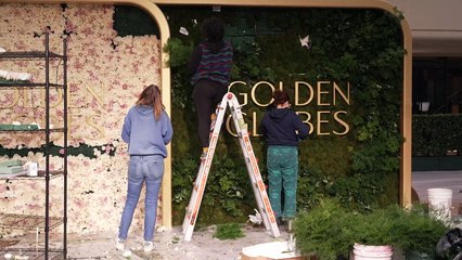Preparations underway on the Golden Globes red carpet