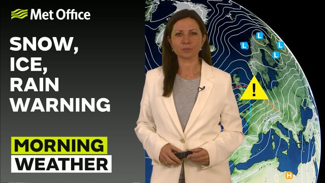 Met Office Monday morning weather forecast 06/01/2025 - Wintry spells in the east of the UK