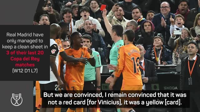 Ancelotti convinced Vini Jr didn't deserve red against Valencia, is available for Copa clash