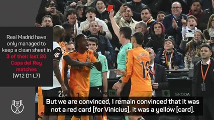 Ancelotti convinced Vini Jr didn't deserve red against Valencia, is available for Copa clash